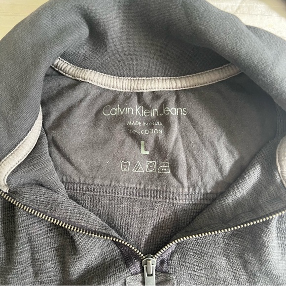 Grey Calvin Klein Jeans Knit Cotton Quarter Zip Sweater Jacket - Picture 5 of 7